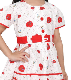 AHHAAAA Kids Cotton Sleeveless Floral Knee Length Dress/Frock for Girls