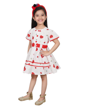 AHHAAAA Kids Cotton Sleeveless Floral Knee Length Dress/Frock for Girls