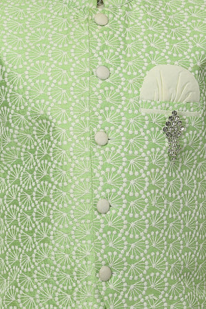 Ahhaaaa Kids Ethnic Chikankari Embroidery Waistcoat Kurta and Pajama Set For Boys