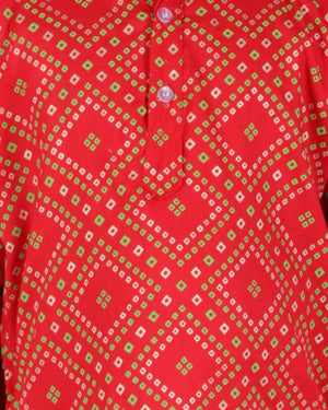 Ahhaaaa Kids Ethnic Cotton Bandhani Printed Kurta Pajama Set For Boys