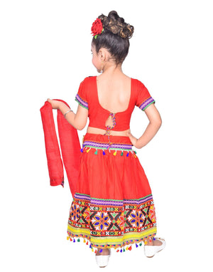 Ahhaaaa Kids Ethnic Cotton Blend Radha Dress Lehenga Choli Chania Choli Set Baby Girls