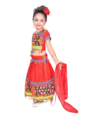 Ahhaaaa Kids Ethnic Cotton Blend Radha Dress Lehenga Choli Chania Choli Set Baby Girls