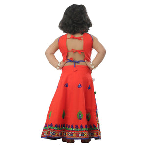 Ahhaaaa Kids Ethnic Cotton Blend Radha Dress Lehenga Choli Chania Choli Set For Baby Girls