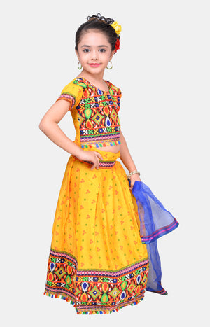 Ahhaaaa Kids Ethnic Cotton Blend Radha Dress Lehenga Choli Chania Choli Set For Baby Girls