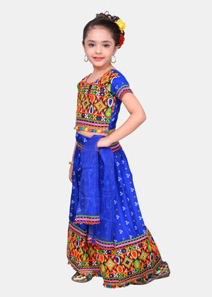 Ahhaaaa Kids Ethnic Cotton Blend Radha Dress Lehenga Choli Chania Choli Set For Baby Girls