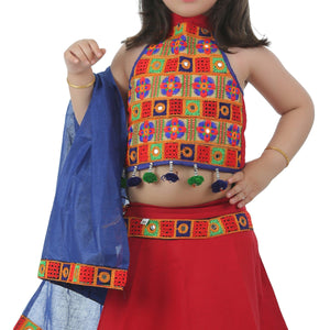 Ahhaaaa Kids Ethnic Cotton Blend Radha Dress Lehenga Choli Chania Choli Set For Baby Girls