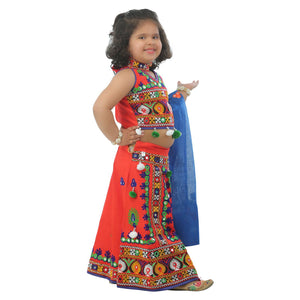 Ahhaaaa Kids Ethnic Cotton Blend Radha Dress Lehenga Choli Chania Choli Set For Baby Girls