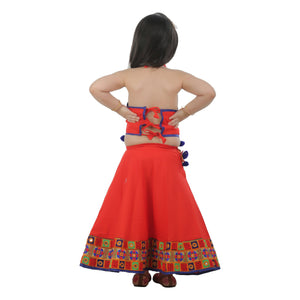 Ahhaaaa Kids Ethnic Cotton Blend Radha Dress Lehenga Choli Chania Choli Set For Baby Girls