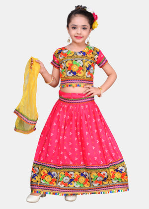 Ahhaaaa Kids Ethnic Cotton Blend Radha Dress Lehenga Choli Chania Choli Set For Baby Girls