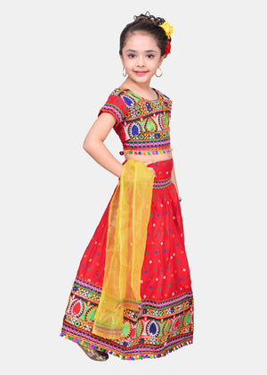 Ahhaaaa Kids Ethnic Cotton Blend Radha Dress Lehenga Choli Chania Choli Set For Baby Girls