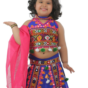 Ahhaaaa Kids Ethnic Cotton Blend Radha Dress Lehenga Choli Chania Choli Set For Baby Girls