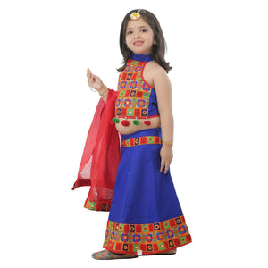 Ahhaaaa Kids Ethnic Cotton Blend Radha Dress Lehenga Choli Chania Choli Set For Baby Girls