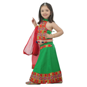 Ahhaaaa Kids Ethnic Cotton Blend Radha Dress Lehenga Choli Chania Choli Set For Baby Girls
