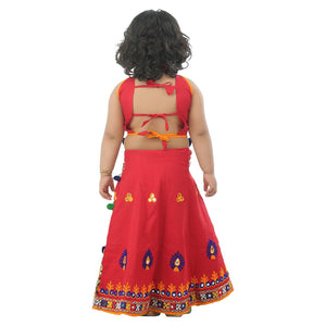 Ahhaaaa Kids Ethnic Cotton Blend Radha Dress Lehenga Choli Chania Choli Set For Baby Girls