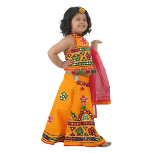 Ahhaaaa Kids Ethnic Cotton Blend Radha Dress Lehenga Choli Chania Choli Set For Baby Girls