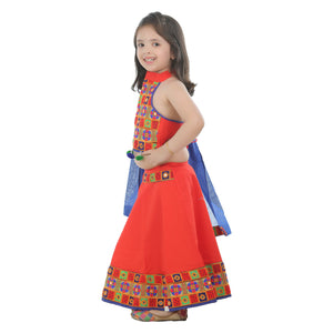 Ahhaaaa Kids Ethnic Cotton Blend Radha Dress Lehenga Choli Chania Choli Set For Baby Girls