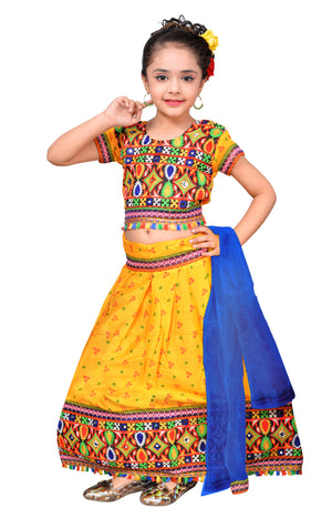 Ahhaaaa Kids Ethnic Cotton Blend Radha Dress Lehenga Choli Chania Choli Set For Baby Girls