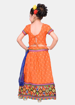Ahhaaaa Kids Ethnic Cotton Blend Radha Dress Lehenga Choli Chania Choli Set For Baby Girls