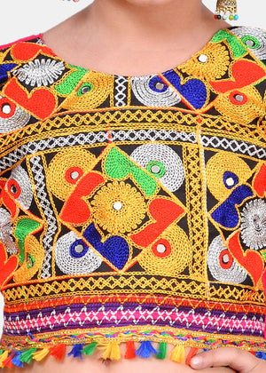 Ahhaaaa Kids Ethnic Cotton Blend Radha Dress Lehenga Choli Chania Choli Set For Baby Girls