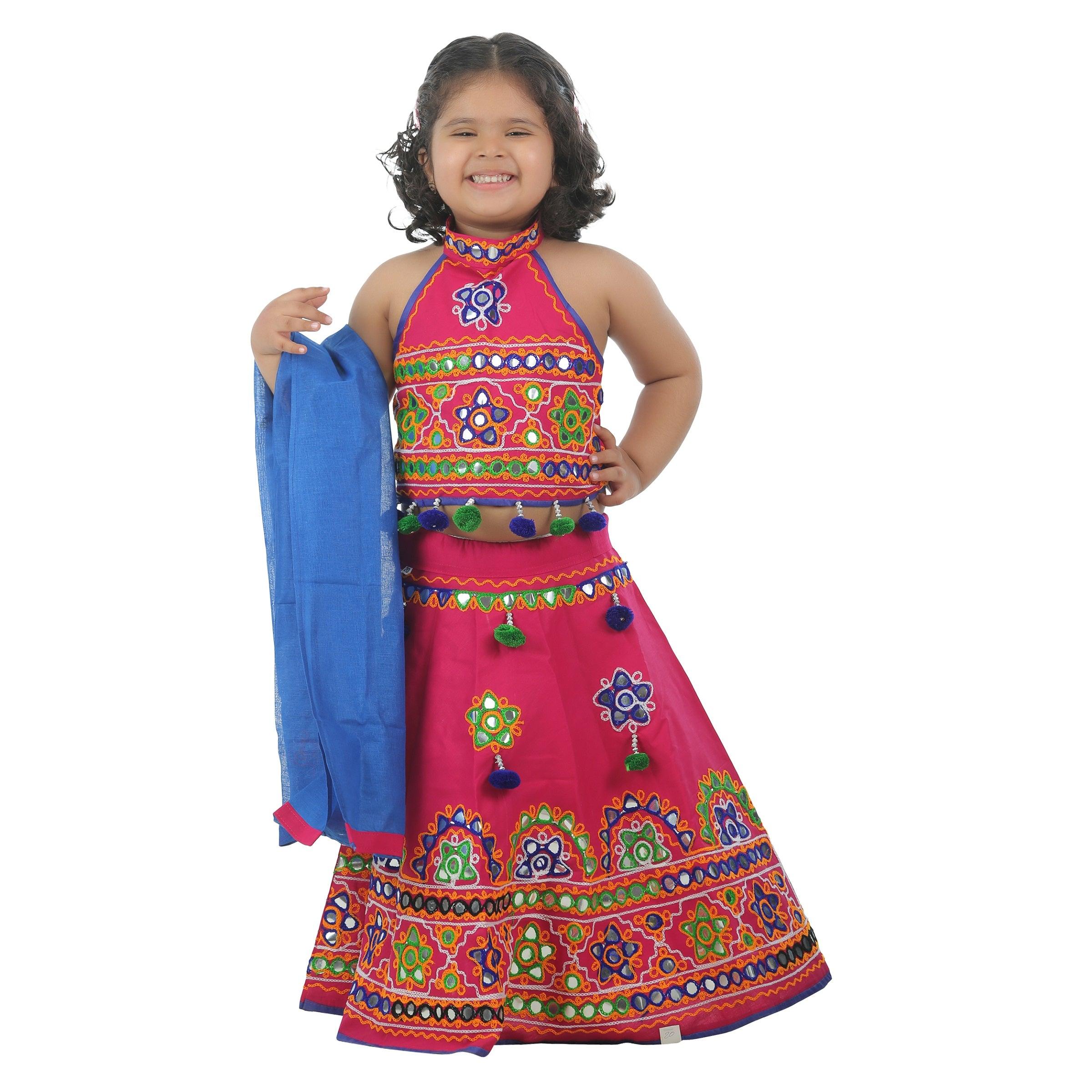 Ahhaaaa Kids Ethnic Cotton Blend Radha Dress Lehenga Choli Chania