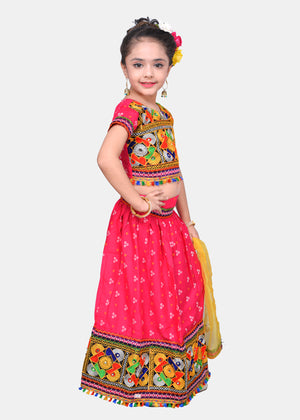 Ahhaaaa Kids Ethnic Cotton Blend Radha Dress Lehenga Choli Chania Choli Set For Baby Girls