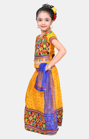 Ahhaaaa Kids Ethnic Cotton Blend Radha Dress Lehenga Choli Chania Choli Set For Baby Girls