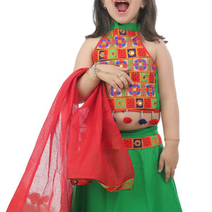 Ahhaaaa Kids Ethnic Cotton Blend Radha Dress Lehenga Choli Chania Choli Set For Baby Girls