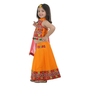 Ahhaaaa Kids Ethnic Cotton Blend Radha Dress Lehenga Choli Chania Choli Set For Baby Girls