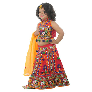 Ahhaaaa Kids Ethnic Cotton Blend Radha Dress Lehenga Choli Chania Choli Set For Baby Girls
