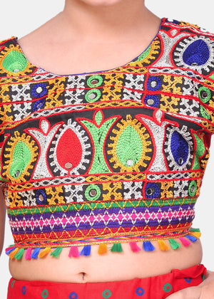 Ahhaaaa Kids Ethnic Cotton Blend Radha Dress Lehenga Choli Chania Choli Set For Baby Girls