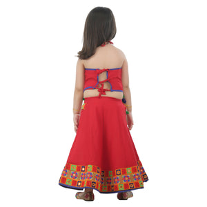 Ahhaaaa Kids Ethnic Cotton Blend Radha Dress Lehenga Choli Chania Choli Set For Baby Girls