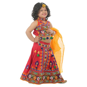 Ahhaaaa Kids Ethnic Cotton Blend Radha Dress Lehenga Choli Chania Choli Set For Baby Girls