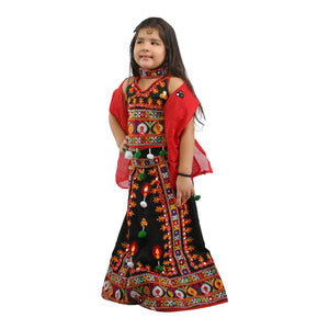 Ahhaaaa Kids Ethnic Cotton Blend Radha Dress Lehenga Choli Chania Choli Set For Baby Girls