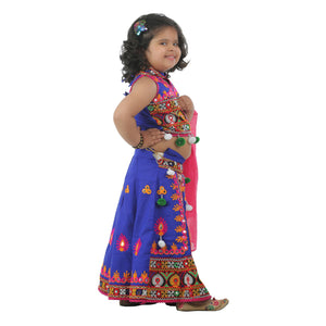 Ahhaaaa Kids Ethnic Cotton Blend Radha Dress Lehenga Choli Chania Choli Set For Baby Girls