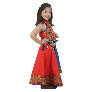 Ahhaaaa Kids Ethnic Cotton Blend Radha Dress Lehenga Choli Chania Choli Set For Baby Girls