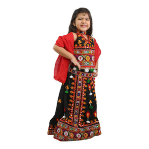Ahhaaaa Kids Ethnic Cotton Blend Radha Dress Lehenga Choli Chania Choli Set For Baby Girls