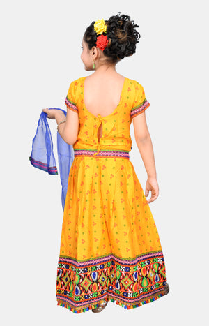 Ahhaaaa Kids Ethnic Cotton Blend Radha Dress Lehenga Choli Chania Choli Set For Baby Girls