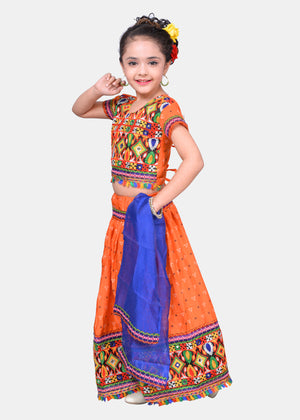 Ahhaaaa Kids Ethnic Cotton Blend Radha Dress Lehenga Choli Chania Choli Set For Baby Girls