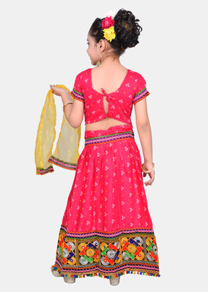 Ahhaaaa Kids Ethnic Cotton Blend Radha Dress Lehenga Choli Chania Choli Set For Baby Girls