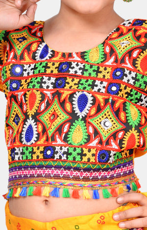 Ahhaaaa Kids Ethnic Cotton Blend Radha Dress Lehenga Choli Chania Choli Set For Baby Girls