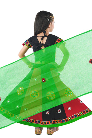 Ahhaaaa Kids Ethnic Cotton Blend Radha Dress / Lehenga Choli / Chania Choli Set For Girls