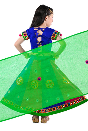 Ahhaaaa Kids Ethnic Cotton Blend Radha Dress / Lehenga Choli / Chania Choli Set For Girls