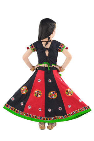 Ahhaaaa Kids Ethnic Cotton Blend Radha Dress / Lehenga Choli / Chania Choli Set For Girls