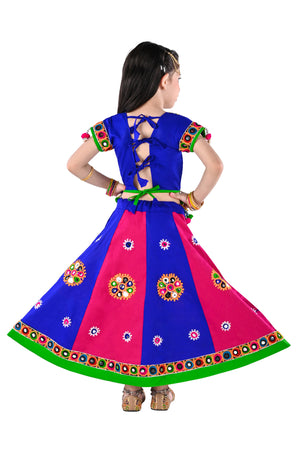 Ahhaaaa Kids Ethnic Cotton Blend Radha Dress / Lehenga Choli / Chania Choli Set For Girls
