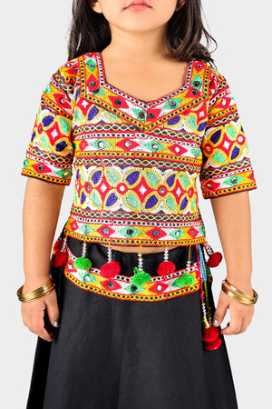 Ahhaaaa Kids Ethnic Cotton Blend Radha Dress / Lehenga Choli / Chania Choli Set For Girls