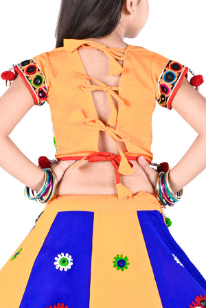 Ahhaaaa Kids Ethnic Cotton Blend Radha Dress / Lehenga Choli / Chania Choli Set For Girls