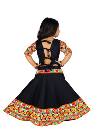 Ahhaaaa Kids Ethnic Cotton Blend Radha Dress / Lehenga Choli / Chania Choli Set For Girls