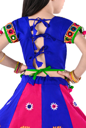 Ahhaaaa Kids Ethnic Cotton Blend Radha Dress / Lehenga Choli / Chania Choli Set For Girls