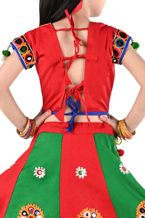 Ahhaaaa Kids Ethnic Cotton Blend Radha Dress / Lehenga Choli / Chania Choli Set For Girls