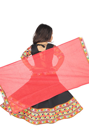 Ahhaaaa Kids Ethnic Cotton Blend Radha Dress / Lehenga Choli / Chania Choli Set For Girls